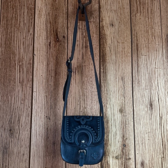 NWT Patricia Nash Leather Crossbody Indigo Blue Small Saddlebag - Picture 2 of 9